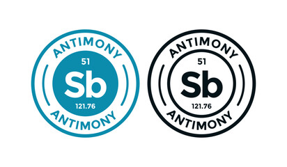 Antimony logo badge template. this is chemical element of periodic table symbol. Suitable for business, technology, molecule, atomic symbol 
