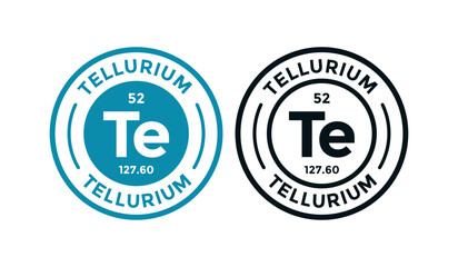 Tellurium logo badge template. this is chemical element of periodic table symbol. Suitable for business, technology, molecule, atomic symbol 