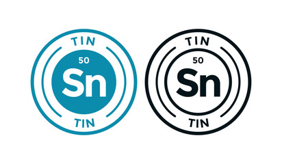 Tin logo badge template. this is chemical element of periodic table symbol. Suitable for business, technology, molecule, atomic symbol 