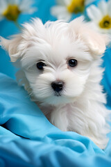 portrait of a white maltese puppy