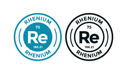 Rhenium logo badge template. this is chemical element of periodic table symbol. Suitable for business, technology, molecule, atomic symbol 