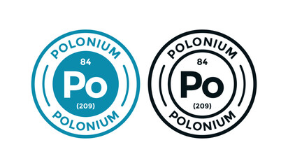 Polonium logo badge template. this is chemical element of periodic table symbol. Suitable for business, technology, molecule, atomic symbol 