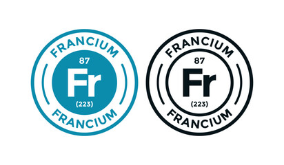 Francium logo badge template. this is chemical element of periodic table symbol. Suitable for business, technology, molecule, atomic symbol 