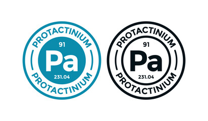 Protactinium logo badge template. this is chemical element of periodic table symbol. Suitable for business, technology, molecule, atomic symbol 