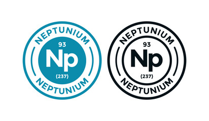 Neptunium logo badge template. this is chemical element of periodic table symbol. Suitable for business, technology, molecule, atomic symbol 