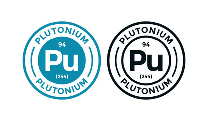 Plutonium logo badge template. this is chemical element of periodic table symbol. Suitable for business, technology, molecule, atomic symbol 