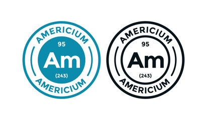 Americium logo badge template. this is chemical element of periodic table symbol. Suitable for business, technology, molecule, atomic symbol 