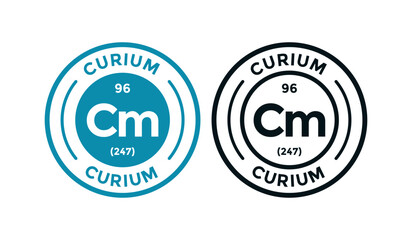 Curium logo badge template. this is chemical element of periodic table symbol. Suitable for business, technology, molecule, atomic symbol 