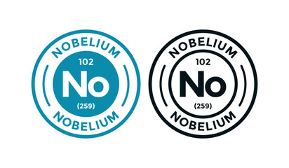 Nobelium logo badge template. this is chemical element of periodic table symbol. Suitable for business, technology, molecule, atomic symbol 
