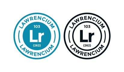Lawrencium logo badge template. this is chemical element of periodic table symbol. Suitable for business, technology, molecule, atomic symbol 