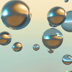 Oil Liquid Splashing in Sphere Bubble, Liquid splash ball, 3d illustration, cosmetic serum oil - Generative AI