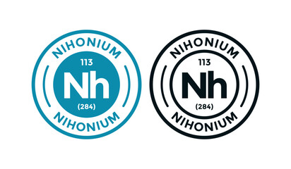 Nihonium logo badge template. this is chemical element of periodic table symbol. Suitable for business, technology, molecule, atomic symbol 