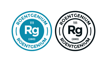 Roentgenium logo badge template. this is chemical element of periodic table symbol. Suitable for business, technology, molecule, atomic symbol 