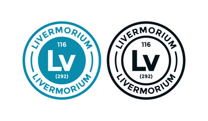 Livermorium logo badge template. this is chemical element of periodic table symbol. Suitable for business, technology, molecule, atomic symbol 
