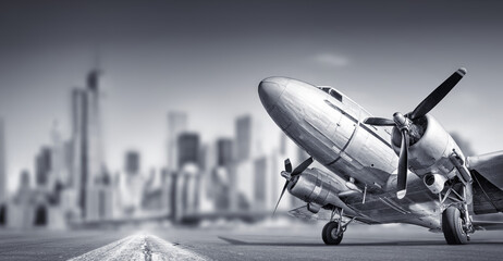 vintage aircraft against a skyline