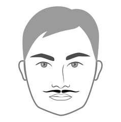 Wisp mustache Beard style men face illustration Facial hair. Vector grey black portrait male Fashion template flat barber collection set. Stylish hairstyle isolated outline on white background.