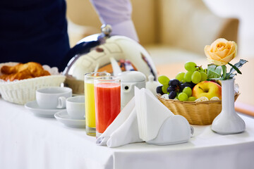 delicious breakfast for two at the luxury hotel