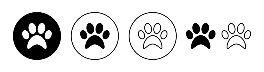 Paw icon set for web and mobile app. paw print sign and symbol. dog or cat paw