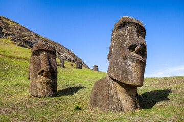 Moais statues on Rano Raraku volcano, easter island, Chile © Designpics