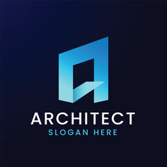 Vector initial letter A logo design template with modern building architect shape