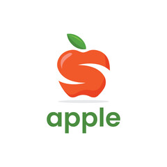 Vector letter S logo with apple shapes design template illustration