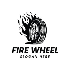 Vector fire wheel logo design template illustration