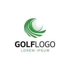 Vector golf ball logo with combination wing design template illustration
