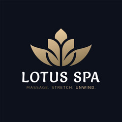 Golden lotus flowers logo template vector