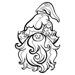 Gnome, black and white stripes on the white background Is a vector image Suitable for coloring Or general lines