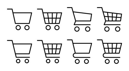 Shopping icon set illustration. Shopping cart sign and symbol. Trolley icon
