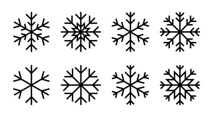 Obraz premium Snow icon set illustration. snowflake sign and symbol