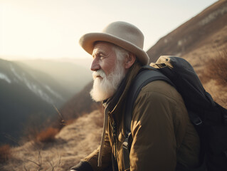 Obraz premium Senior man hiking.