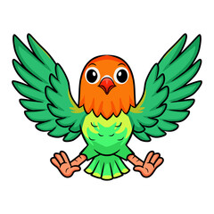 Cute violin love bird cartoon flying