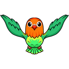 Cute violin love bird cartoon flying