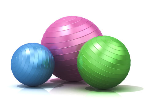Colorful fitness balls isolated on white background