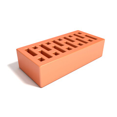 Red brick with rectangular holes. 3D render illustration isolated on a white background.