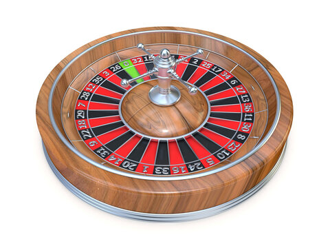 Roulette wheel. Side view. 3D render illustration isolated on white background