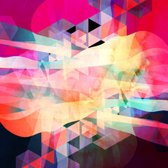 Watercolor abstract colorful background with geometry elements. Background for design template.