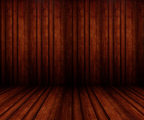 3D render of a grunge style wooden room interior