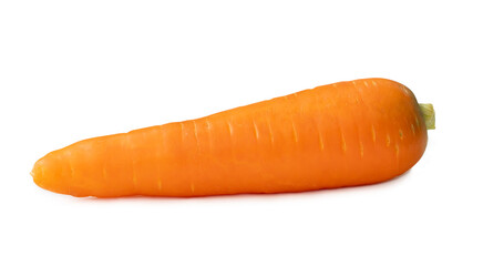 Single fresh orange carrot isolated on white background with clipping path and shadow in png file format Close up of healthy vegetable root