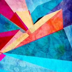 Abstract watercolor background with an interesting variety of geometric elements