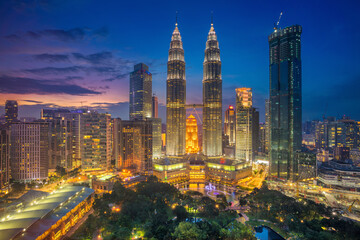 Naklejka na ściany i meble Cityscape image of Kuala Lumpur, Malaysia during sunset.