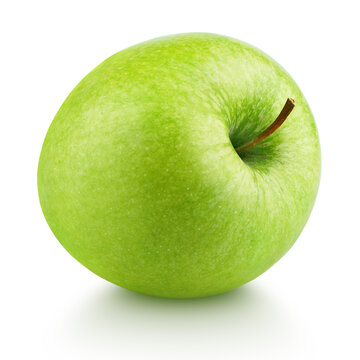 Single ripe green apple fruit isolated on white background
