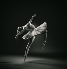 Young and beautiful ballerina with white tutu. This is a 3d render illustration. - obrazy, fototapety, plakaty