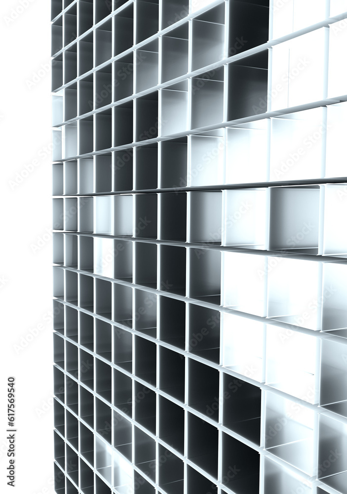 Poster abstract background from cubes. light between cubes. 3d rendering