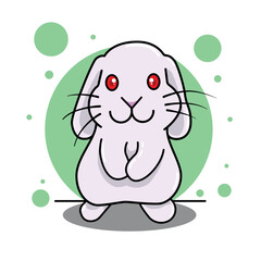 Cartoon of Rabbit standing on two legs smiling