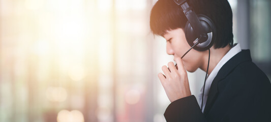 concept online support and customer service ,Hotline contact and advice ,Customer service reception...