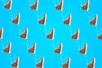 Collage of classic old school sneakers with leopard pattern on turquoise background