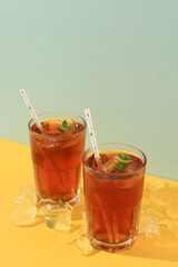 Two Glass Ice Tea for Summer Drink