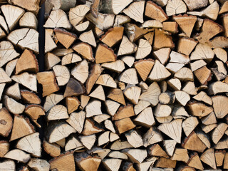 Firewood chopped and folded, prepared for oven (natural texture)